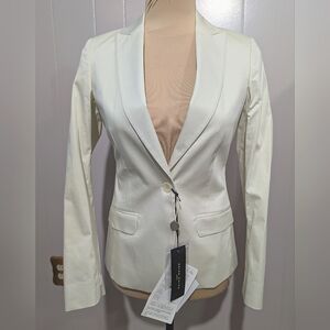 Brian Dales Cream Cotton Blazer Size IT 38 Or US 8 New With Tags